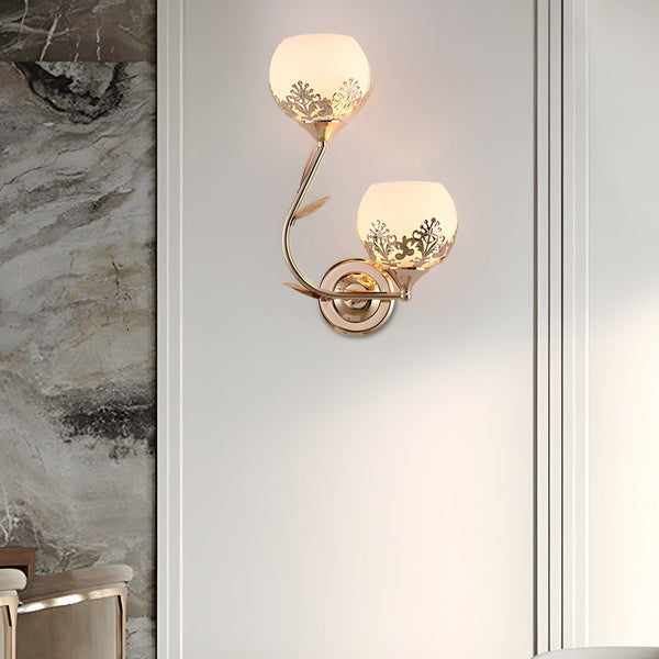 Elegant 2-Light Glass Flower LED Wall Sconces - Modern European Style Lighting Fixture