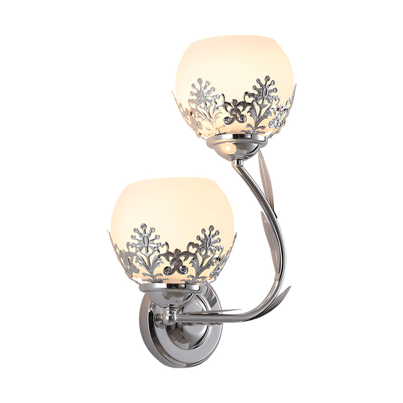 Elegant 2-Light Glass Flower LED Wall Sconces - Modern European Style Lighting Fixture