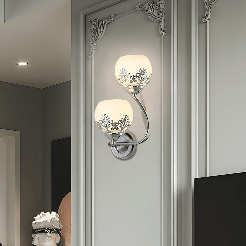 Elegant 2-Light Glass Flower LED Wall Sconces - Modern European Style Lighting Fixture