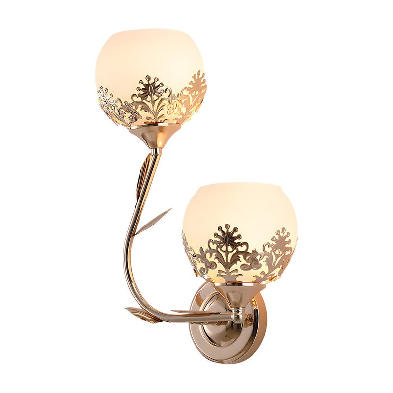 Elegant 2-Light Glass Flower LED Wall Sconces - Modern European Style Lighting Fixture
