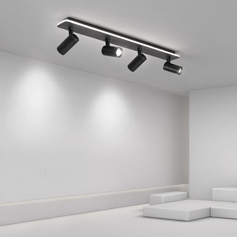 Minimalist Adjustable LED Flush Mount Spotlight - 2/3/4 Light Long Rectangular Design for Modern Home Lighting