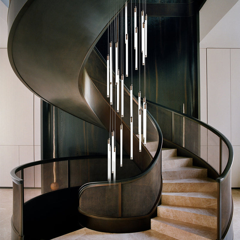 Modern Spiral Duplex LED Chandelier - Creative Long Tube Ceiling Light for Staircases