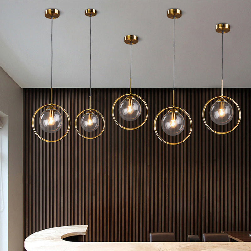 Elegant Glass Pendant Light with Luxurious Gold Frame Finish - Modern Ceiling Fixture for Home Decor