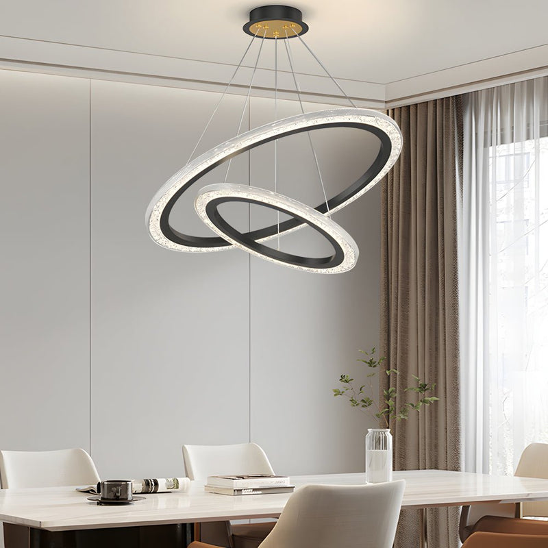 Luxury 3-Step Dimming Adjustable Modern Chandelier - 2/3 Rings Hanging Light Fixture