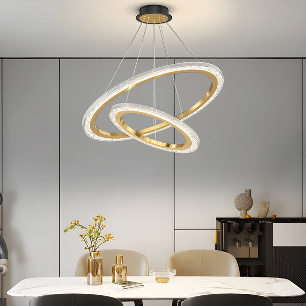 Luxury 3-Step Dimming Adjustable Modern Chandelier - 2/3 Rings Hanging Light Fixture