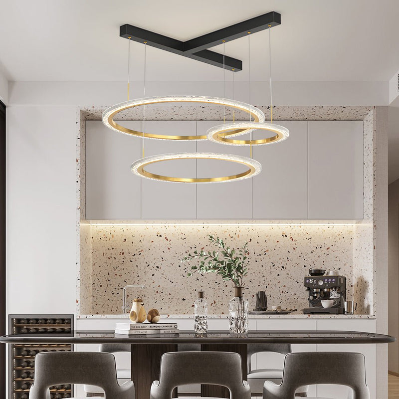 Modern 2/3 Ring Three-Step Dimming Ceiling Light Fixture - Stylish Chandelier for Home Decor