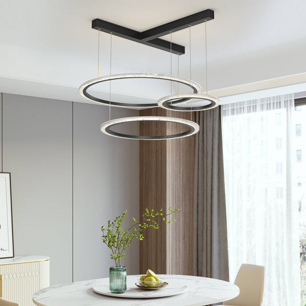 Modern 2/3 Ring Three-Step Dimming Ceiling Light Fixture - Stylish Chandelier for Home Decor