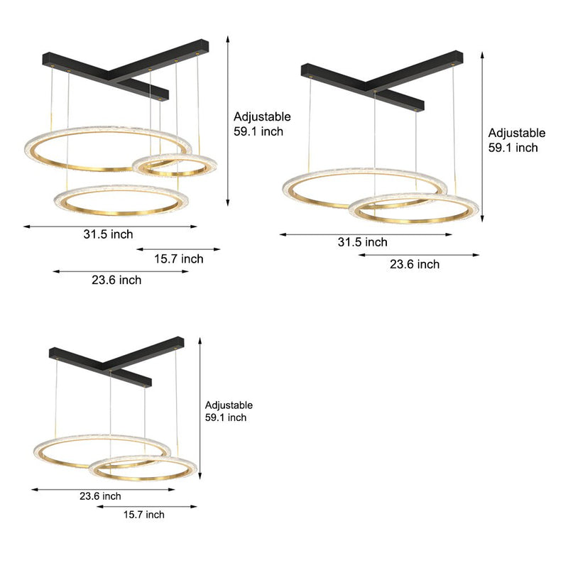 Modern 2/3 Ring Three-Step Dimming Ceiling Light Fixture - Stylish Chandelier for Home Decor