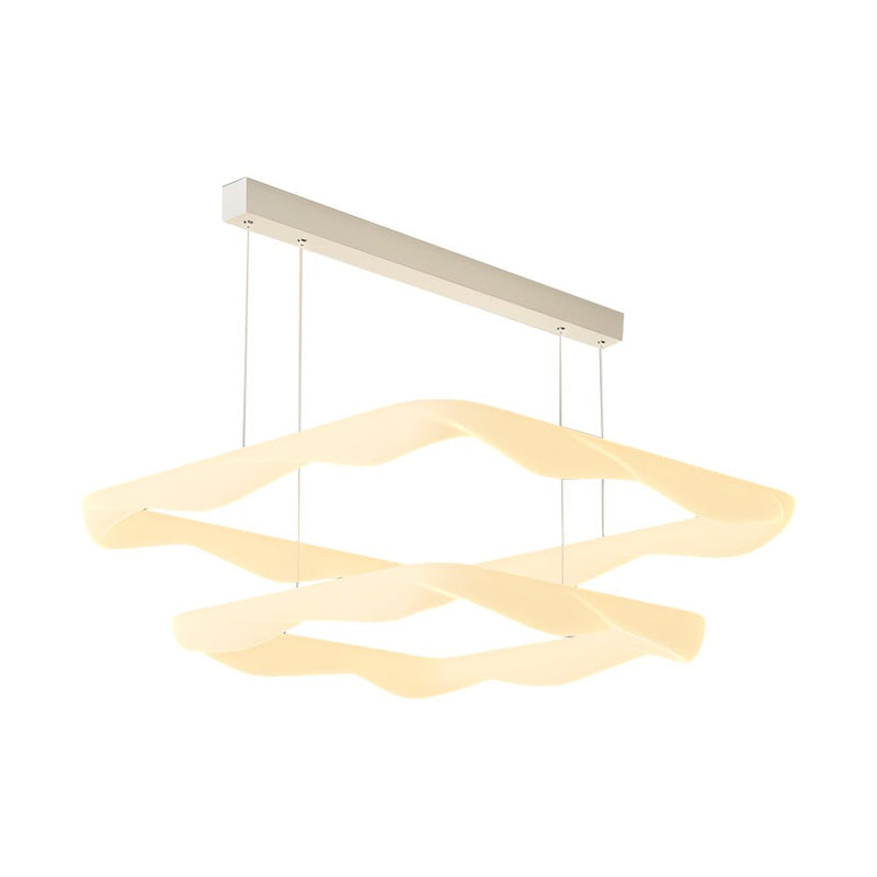Modern 3-Step Dimming LED Chandelier - Cream 2/3 Square Rings Design for Elegant Lighting