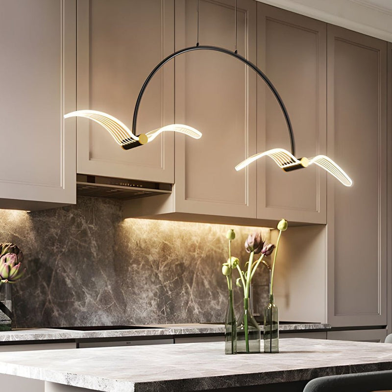 Modern 2/4-Light LED Acrylic Seagull Linear Chandelier - Stylish Lighting Fixture for Dining Room