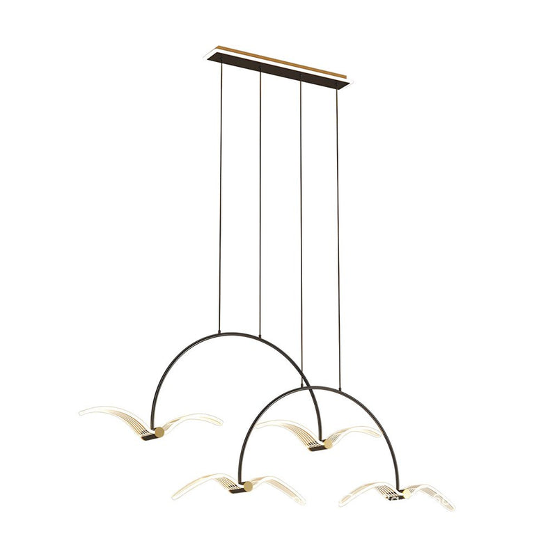Modern 2/4-Light LED Acrylic Seagull Linear Chandelier - Stylish Lighting Fixture for Dining Room