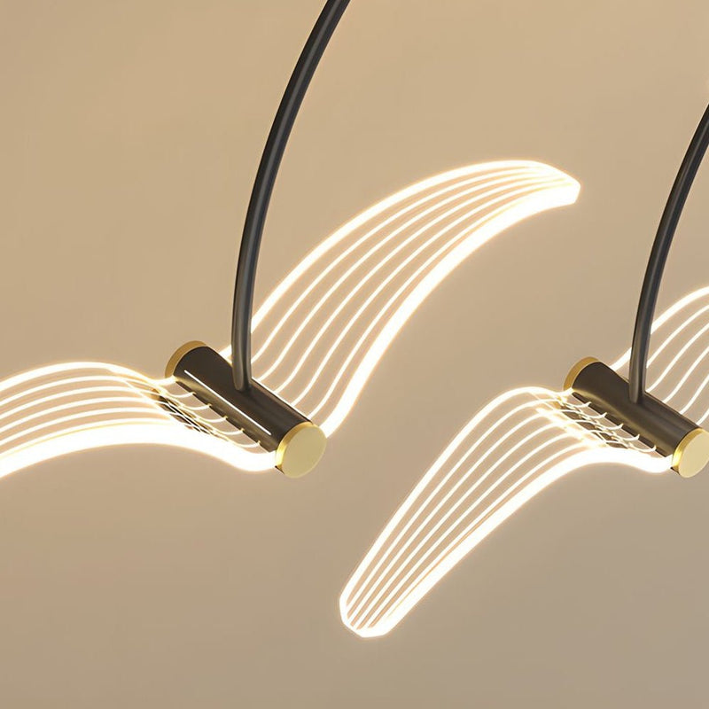 Modern 2/4-Light LED Acrylic Seagull Linear Chandelier - Stylish Lighting Fixture for Dining Room