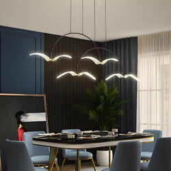 Modern 2/4-Light LED Acrylic Seagull Linear Chandelier - Stylish Lighting Fixture for Dining Room