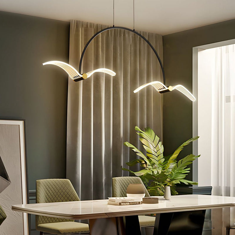 Modern 2/4-Light LED Acrylic Seagull Linear Chandelier - Stylish Lighting Fixture for Dining Room