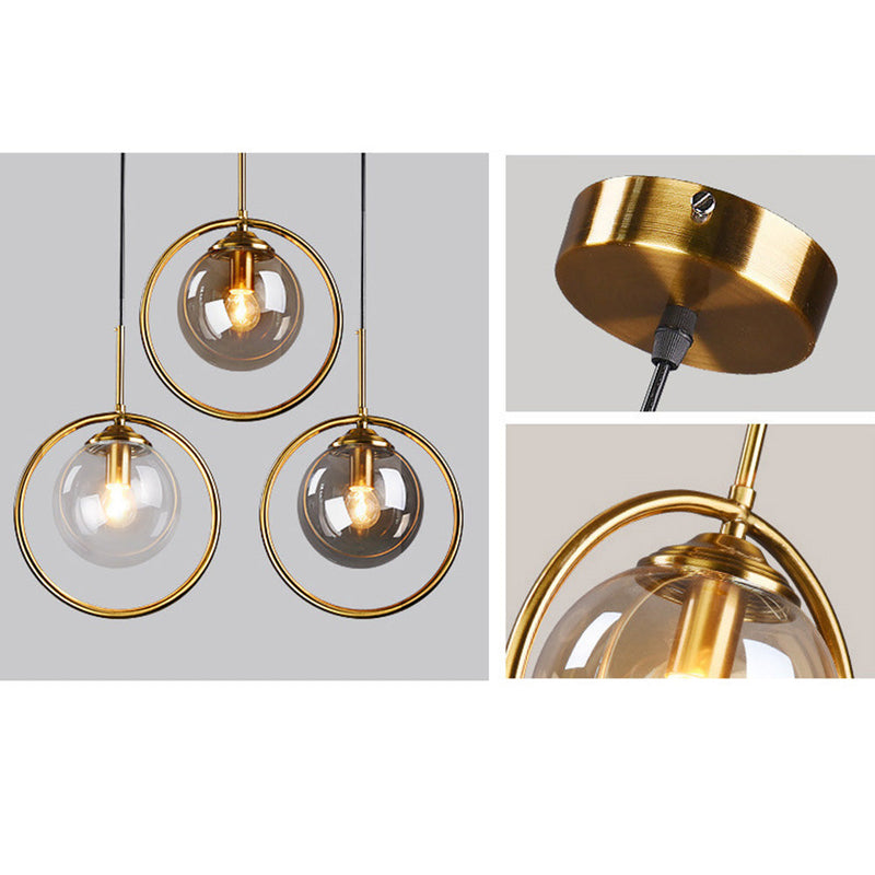 Elegant Glass Pendant Light with Luxurious Gold Frame Finish - Modern Ceiling Fixture for Home Decor