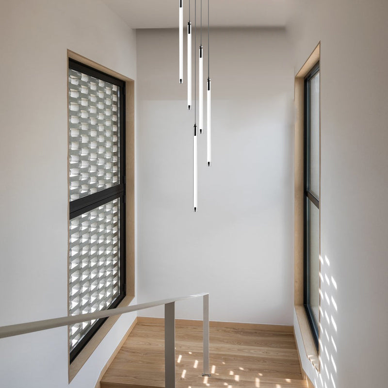 Modern Spiral Duplex LED Chandelier - Creative Long Tube Ceiling Light for Staircases