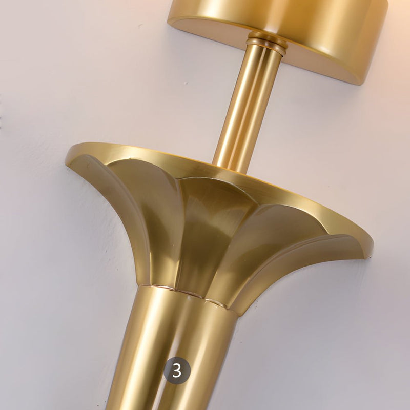 25.98-Inch Gold & Black Copper 1-Light American Wall Sconce with Elegant Fabric Shade - Modern Home Lighting Fixture
