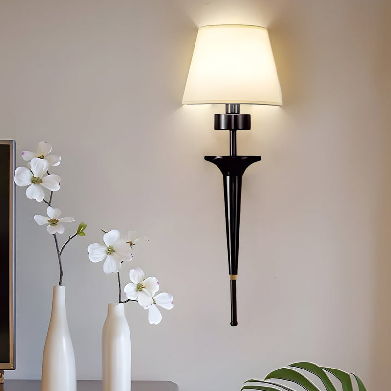 25.98-Inch Gold & Black Copper 1-Light American Wall Sconce with Elegant Fabric Shade - Modern Home Lighting Fixture