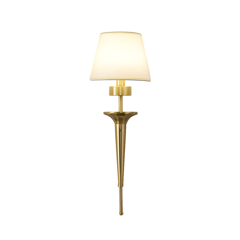 25.98-Inch Gold & Black Copper 1-Light American Wall Sconce with Elegant Fabric Shade - Modern Home Lighting Fixture