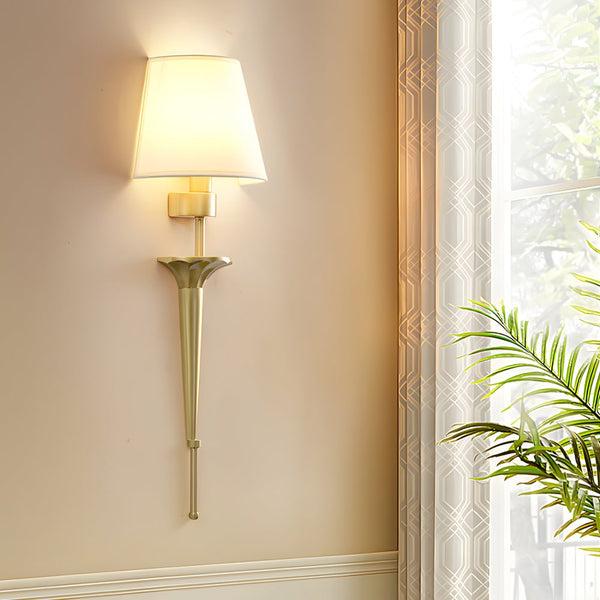 25.98-Inch Gold & Black Copper 1-Light American Wall Sconce with Elegant Fabric Shade - Modern Home Lighting Fixture