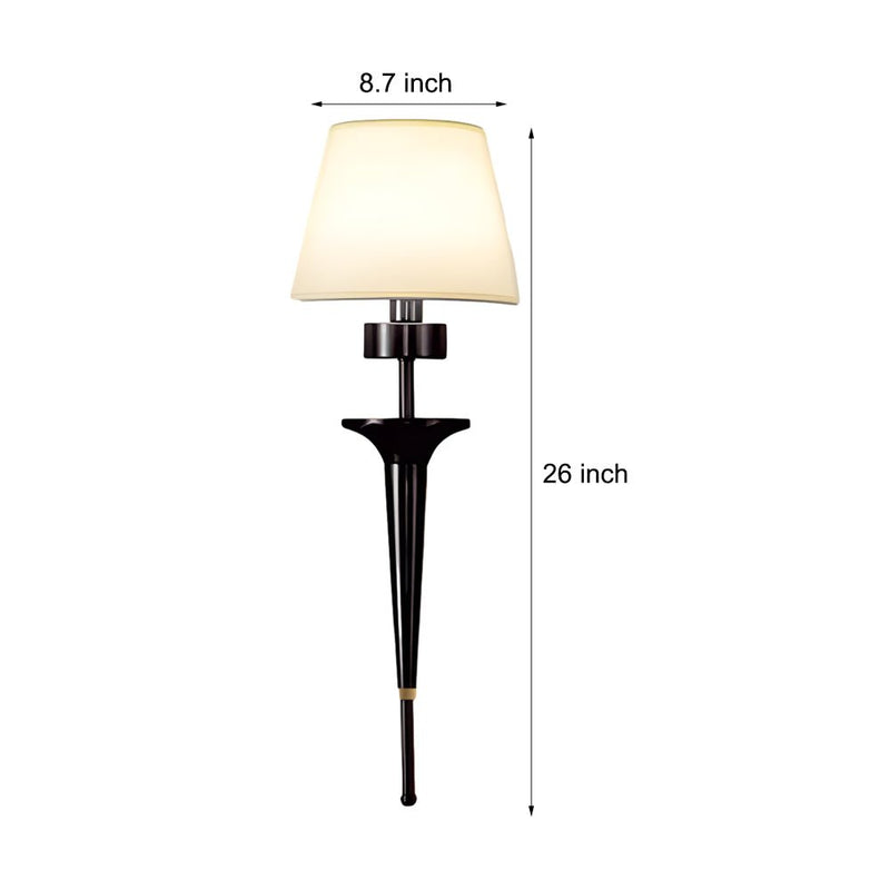 25.98-Inch Gold & Black Copper 1-Light American Wall Sconce with Elegant Fabric Shade - Modern Home Lighting Fixture