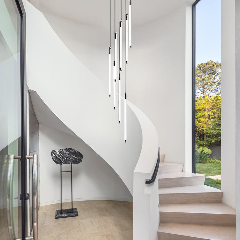 Modern Spiral Duplex LED Chandelier - Creative Long Tube Ceiling Light for Staircases