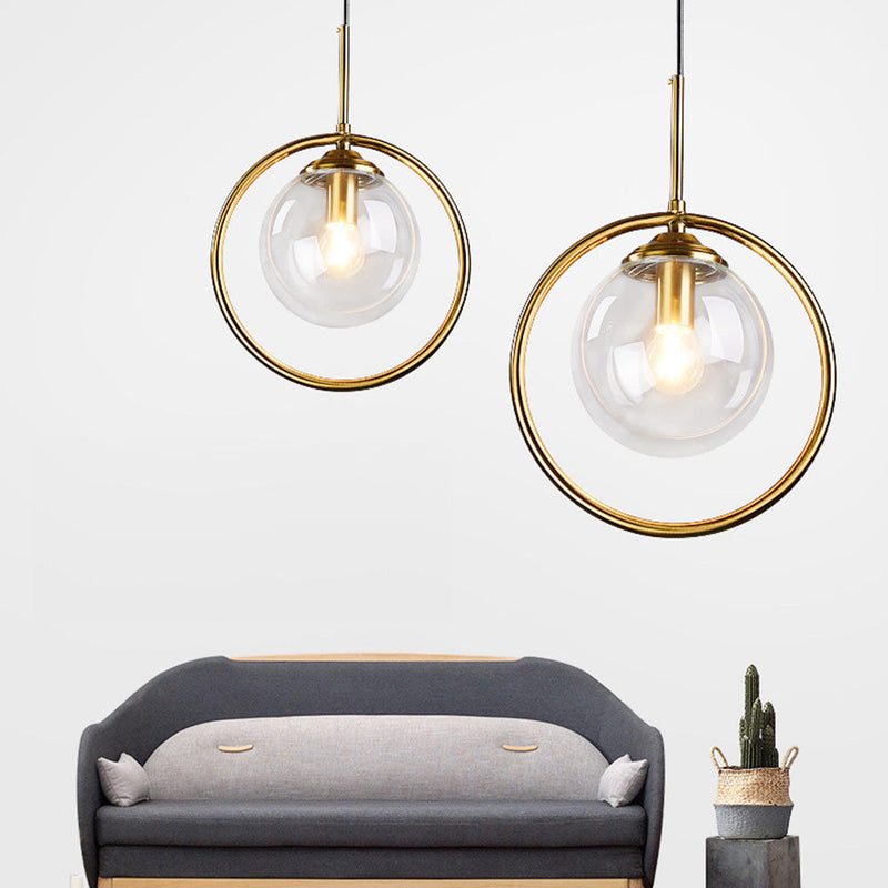 Elegant Glass Pendant Light with Luxurious Gold Frame Finish - Modern Ceiling Fixture for Home Decor