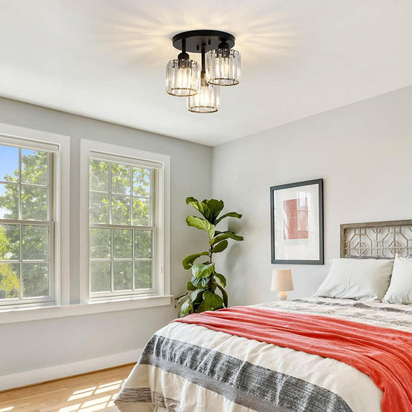 Elegant Modern Crystal Semi-Flush Ceiling Light Fixture - Stylish Home Lighting for Living Room, Bedroom & Dining Room
