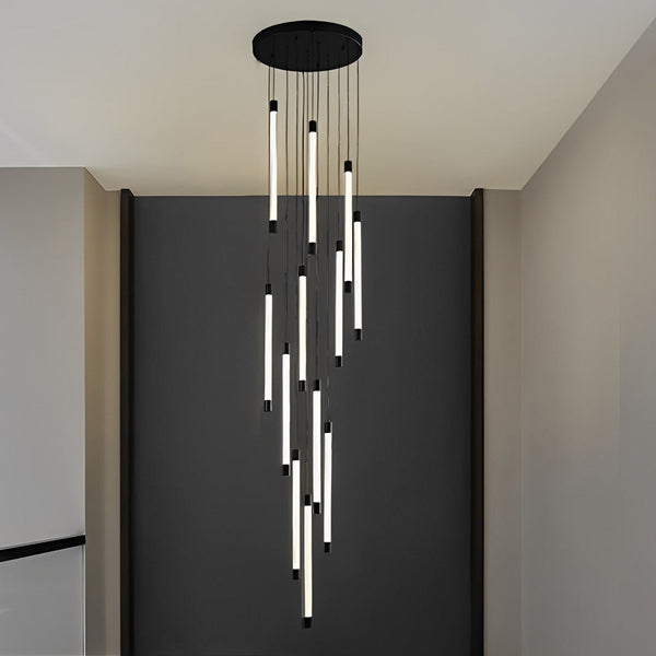 Modern Spiral Duplex LED Chandelier - Creative Long Tube Ceiling Light for Staircases