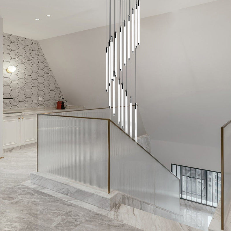 Modern Spiral Duplex LED Chandelier - Creative Long Tube Ceiling Light for Staircases