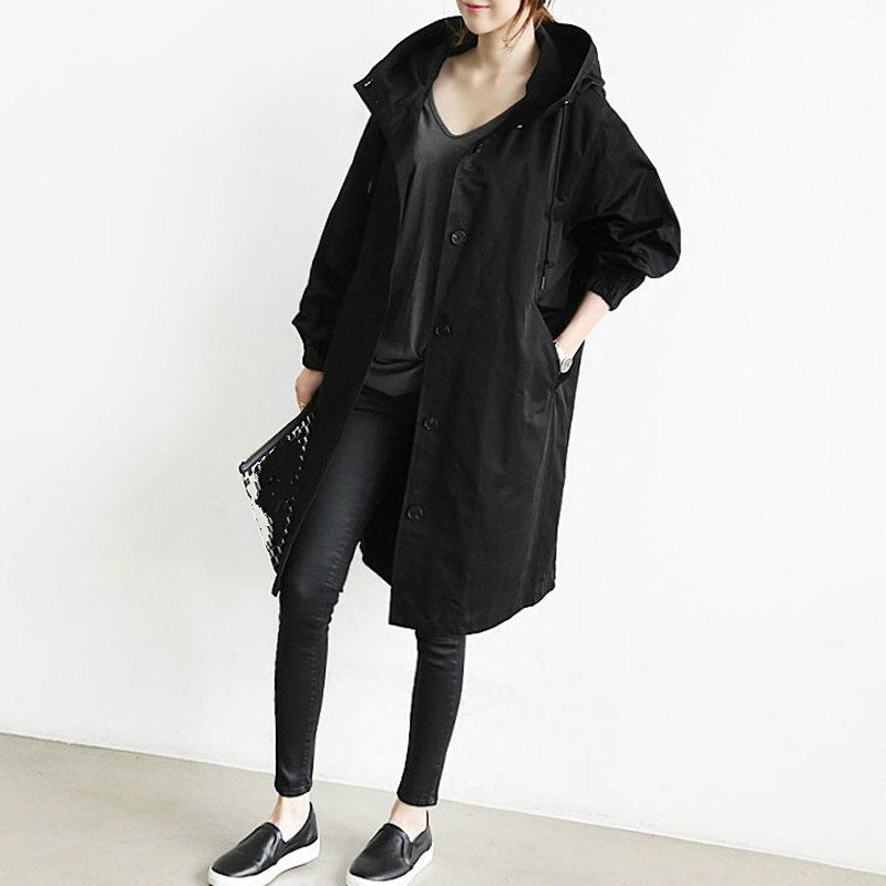 Chic Women's Lightweight Long Hooded Trench Coat - Versatile All-Season Stylish Outerwear for Every Occasion