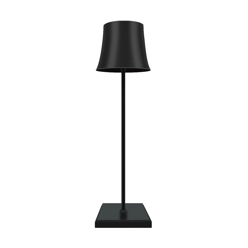 15-Inch Cordless Modern Metal Table Lamp - Stylish Black & White Design with Cool Hue Lighting
