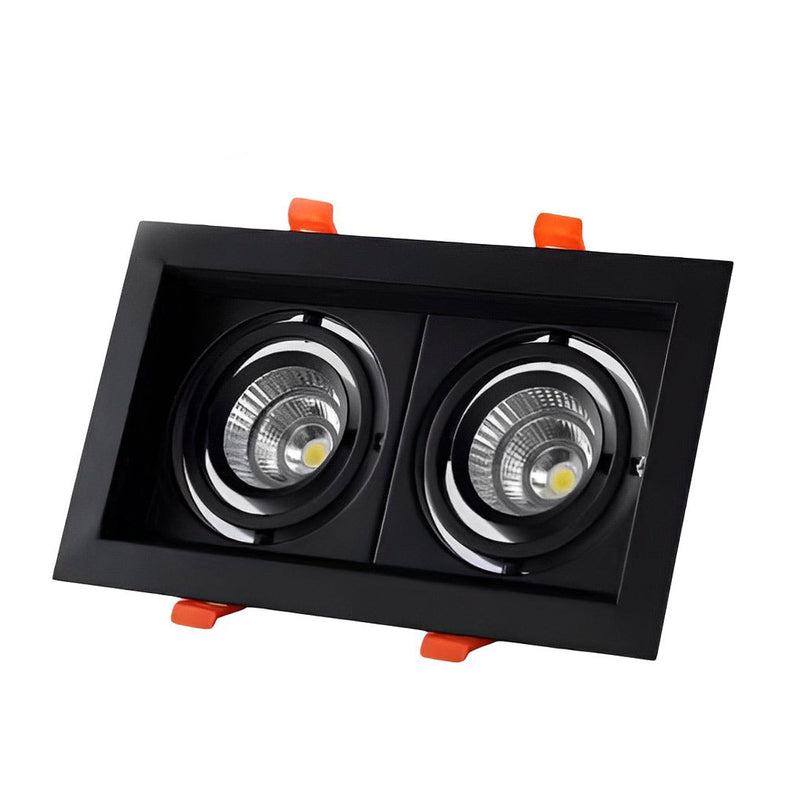 Adjustable Rectangular 2-Light Recessed Spotlight with Three-Step Dimming - Modern LED Lighting Fixture