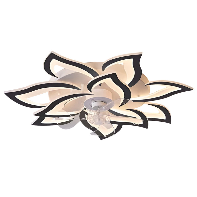 Nordic Creative Flower-Shaped LED Ceiling Fan Light with 3-Step Dimming - Modern Home Decor