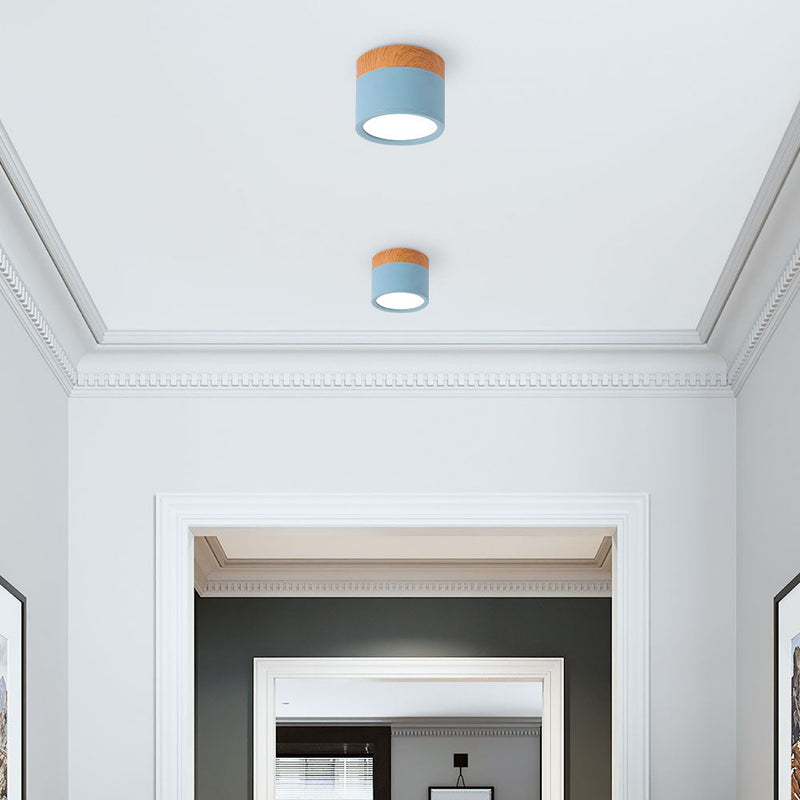 Stylish Pink Flush Wood Finish Ceiling Light - Modern Lighting Fixture for Home Decor