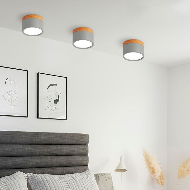 Stylish Pink Flush Wood Finish Ceiling Light - Modern Lighting Fixture for Home Decor