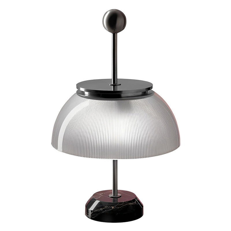 Elegant Ribbed Glass Bowl & Italian Metal Accent Table Lamps - Stylish Home Lighting