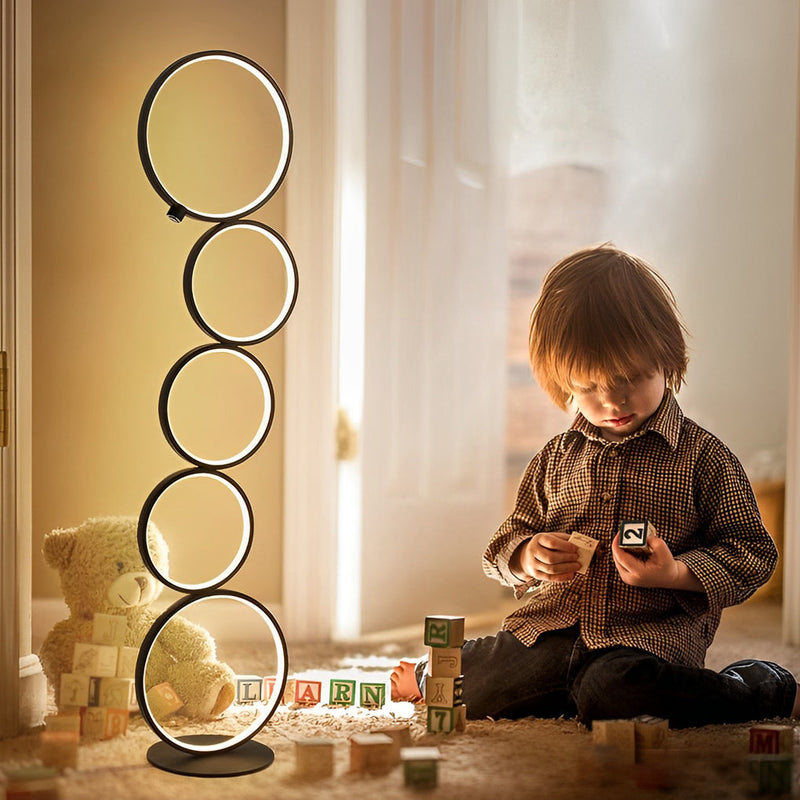 Modern Artistic 5-Circle LED Floor Lamp - Stylish Stack Design for Home Decor