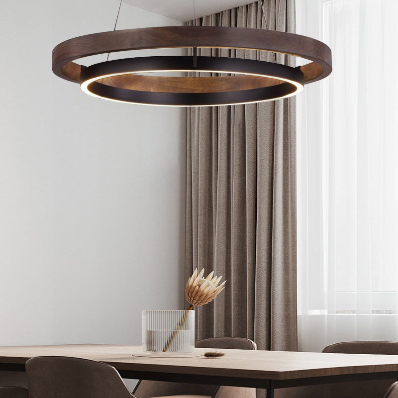 Modern Black Round Minimalist LED Chandelier with Three-Step Dimming - Elegant Lighting for Home Decor