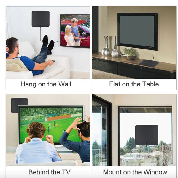300-Mile Indoor Digital Amplified HDTV Antenna with Signal Booster - Enhanced Reception for Crystal Clear TV Channels