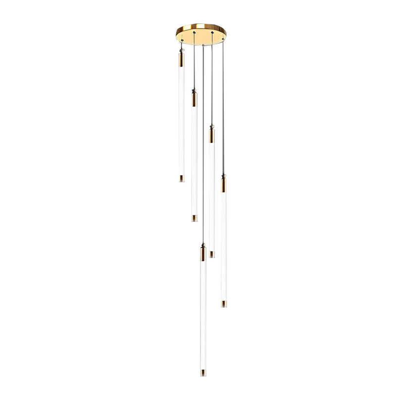Modern Spiral Duplex LED Chandelier - Creative Long Tube Ceiling Light for Staircases