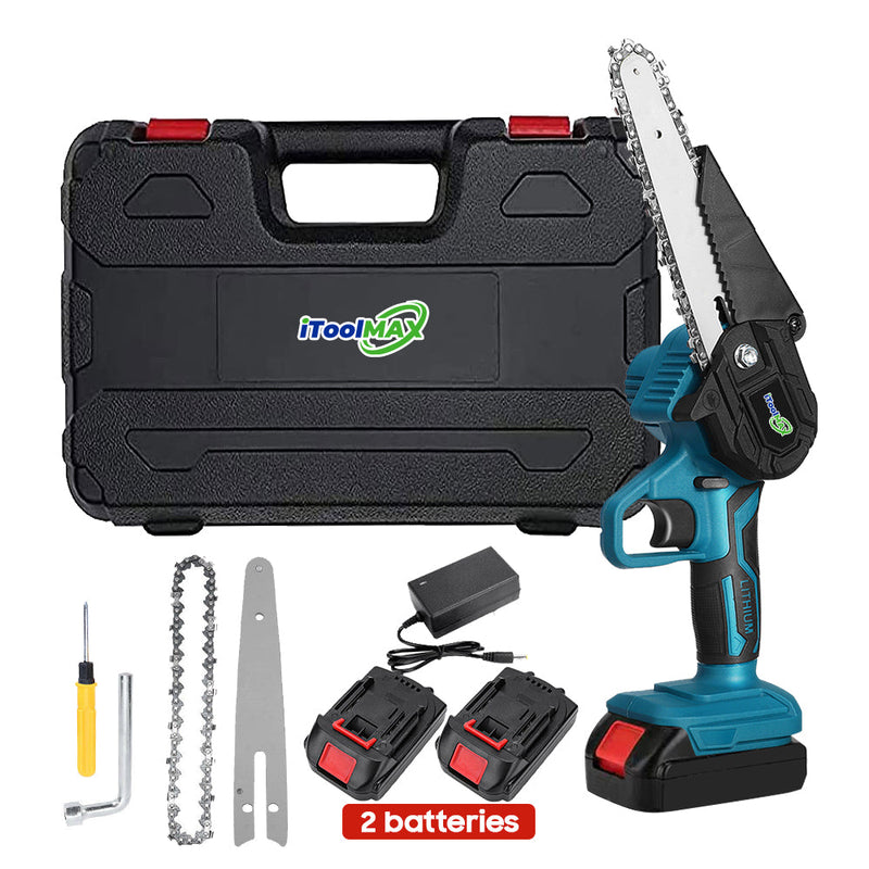 4"/6" Cordless Wood Cutter Chainsaw - Powerful Battery-Powered Tool with 2 High-Capacity Batteries for Efficient Cutting