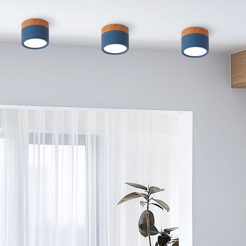Stylish Pink Flush Wood Finish Ceiling Light - Modern Lighting Fixture for Home Decor