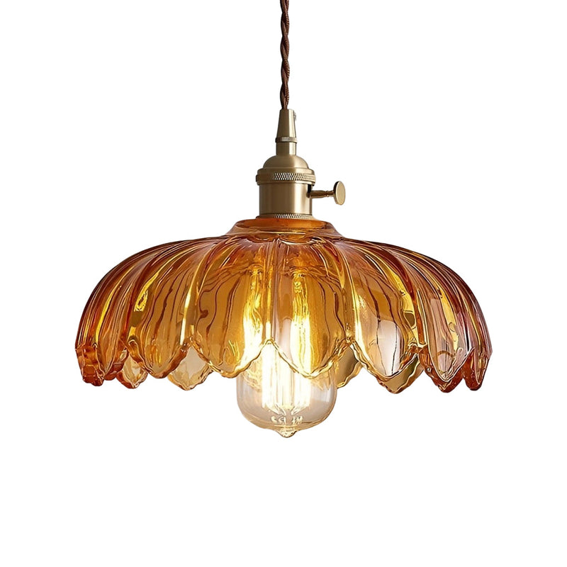 Nordic Retro Flower Glass Pendant Chandelier - Brass Kitchen Lighting Fixture