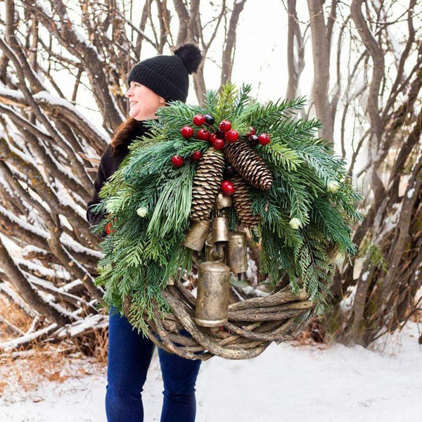 Boho Farmhouse Christmas Wreath - Rustic Holiday Decor for Home, Front Door, and Festive Celebrations