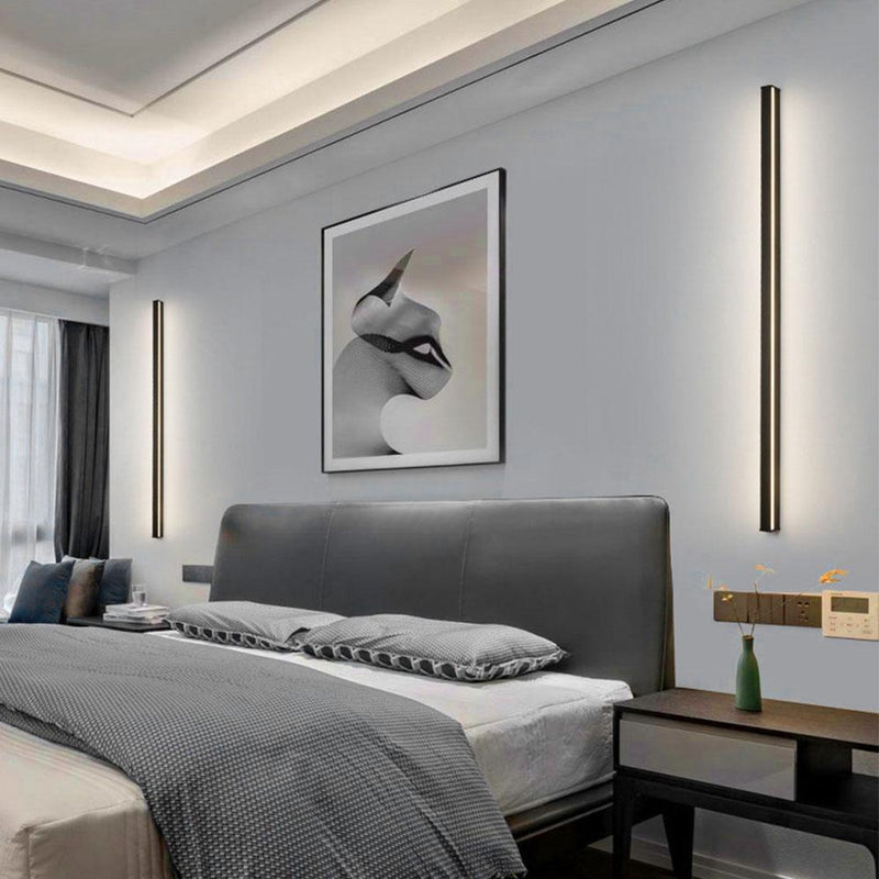 Dimmable RGB Long LED Linear Wall Lights - Black Minimalist Design for Modern Spaces