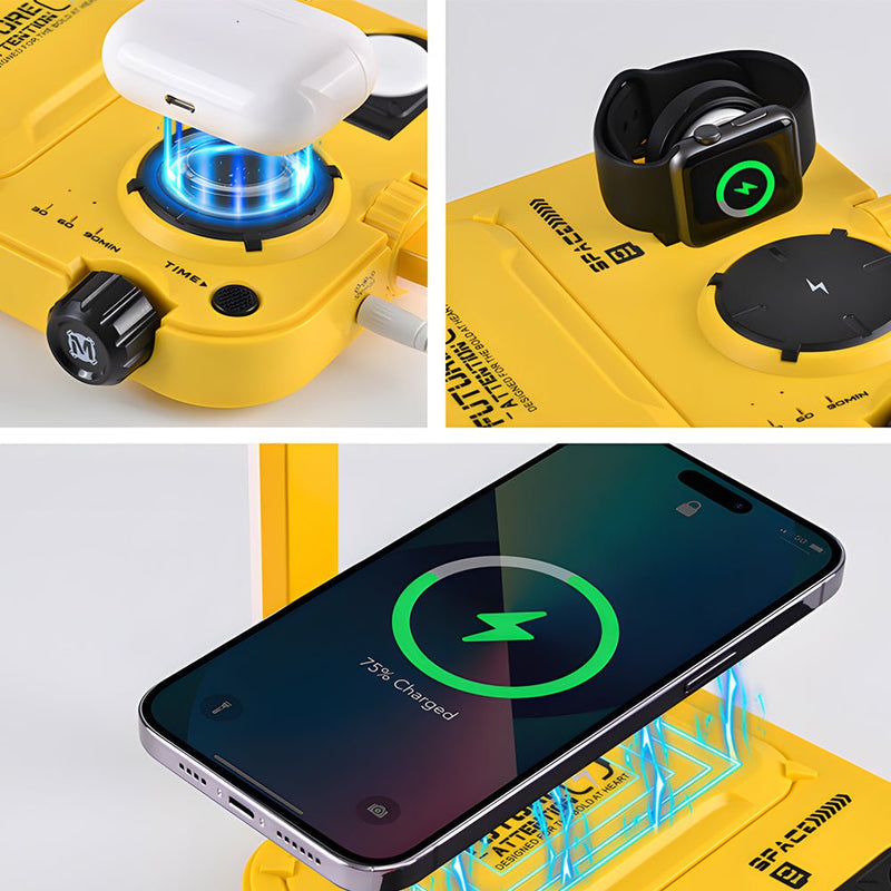 3-in-1 Touch Control LED Bedside Table Lamp with Wireless Charger & Timer Function - Modern Night Light