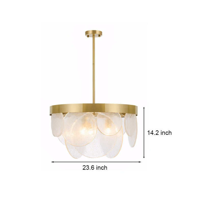 Modern 3-Light Round Semi-Flush Mount Glass Chandelier - Elegant Ceiling Fixture for Living Room, Dining Room, and Entryway