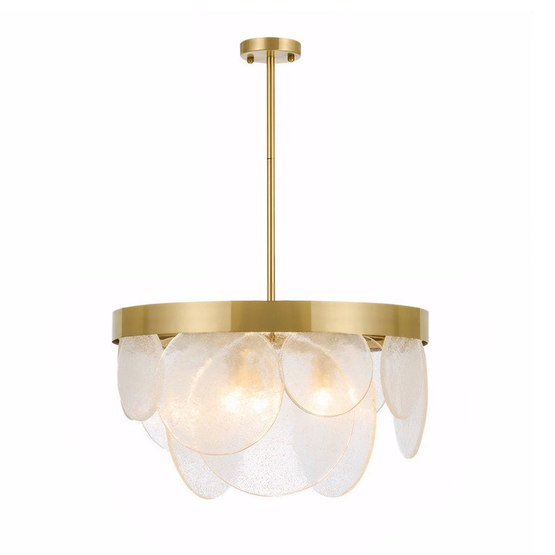 Modern 3-Light Round Semi-Flush Mount Glass Chandelier - Elegant Ceiling Fixture for Living Room, Dining Room, and Entryway