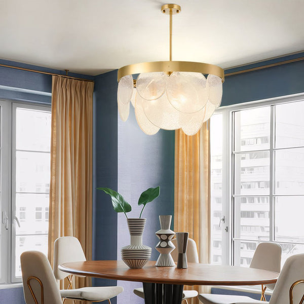 Modern 3-Light Round Semi-Flush Mount Glass Chandelier - Elegant Ceiling Fixture for Living Room, Dining Room, and Entryway